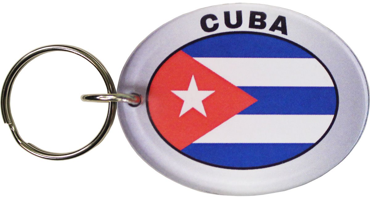 Cuba Flag Oval Acrylic Keyring