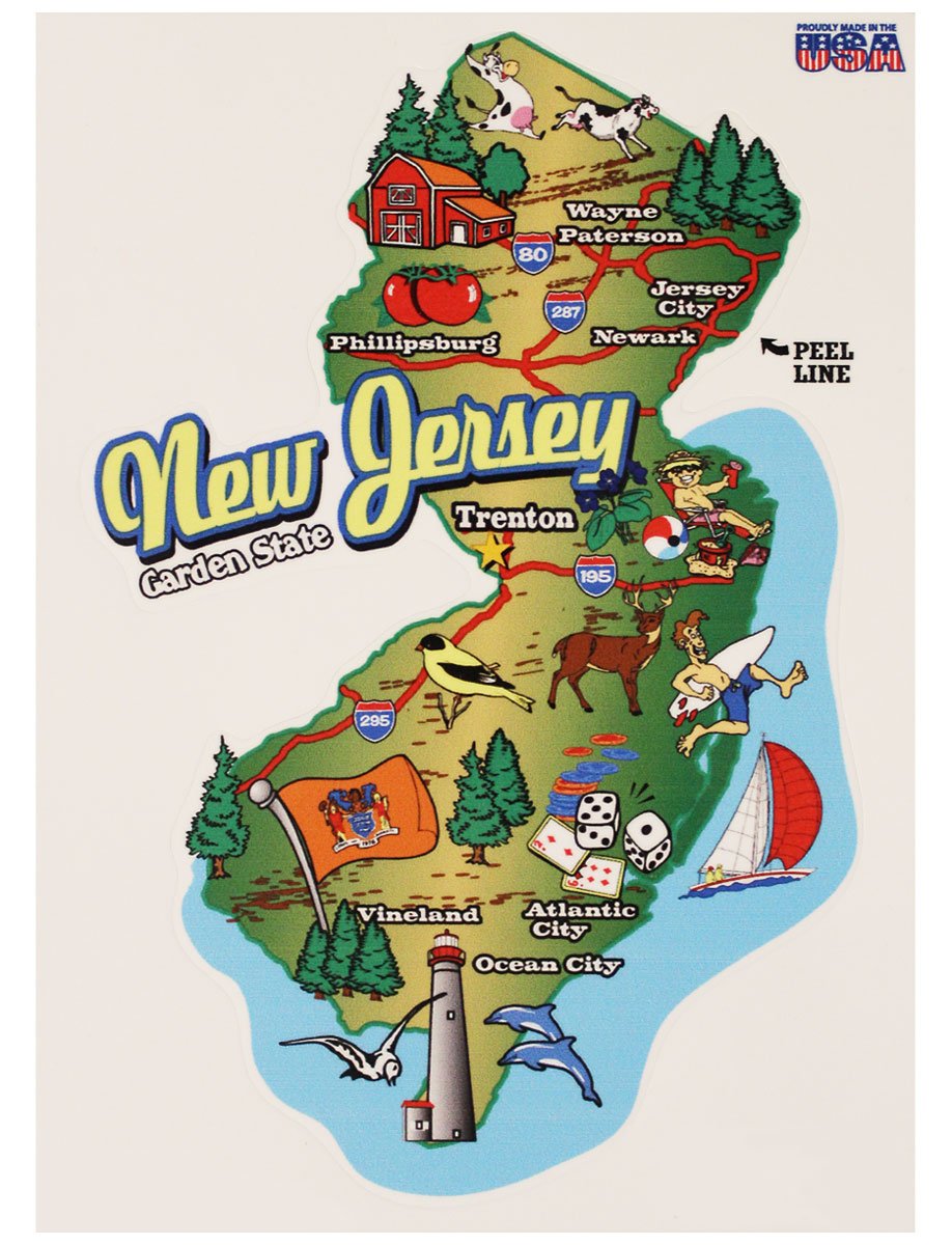 New Jersey State Map Die Cut Sticker