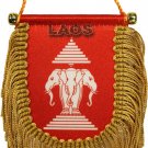 Laos (1947-1975) Historic 3" x 4" Fringed Window Hanging Flag (Shield)