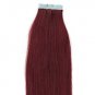 18" 100grs,40pcs, Human Tape In Hair Extensions #99J Burgundy Red Wine