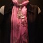 Pink Scarf with Silvertone Jewelry