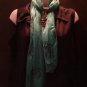 Teal Green Scarf with Goldtone Peacock Jewelry