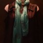 Teal Green Scarf with Goldtone Peacock Jewelry