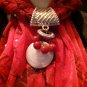 Red Scarf with Silvertone Jewelry