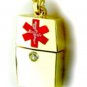 GOLD TONE MEDICAL ALERT NECKLESS KEY2LIFE 4GB WATERPROOF CHIP W/ SWAROVSKI Crystal