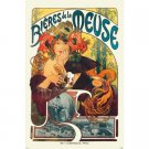 Bieres de la Meuse Poster 24x36 in Mucha Art Nouveau Beer Ad 1897 61x90 cm