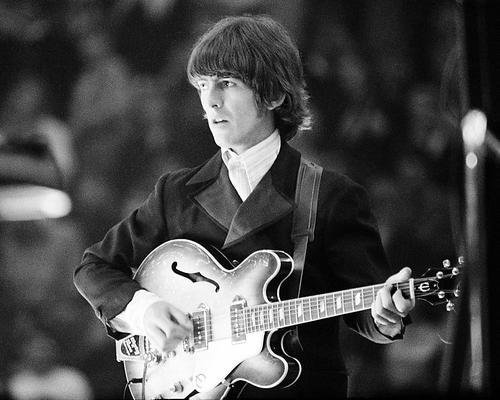 GEORGE HARRISON POSTER 24X36 PLAYING GUITAR ON STAGE WITH THE BEATLES ...