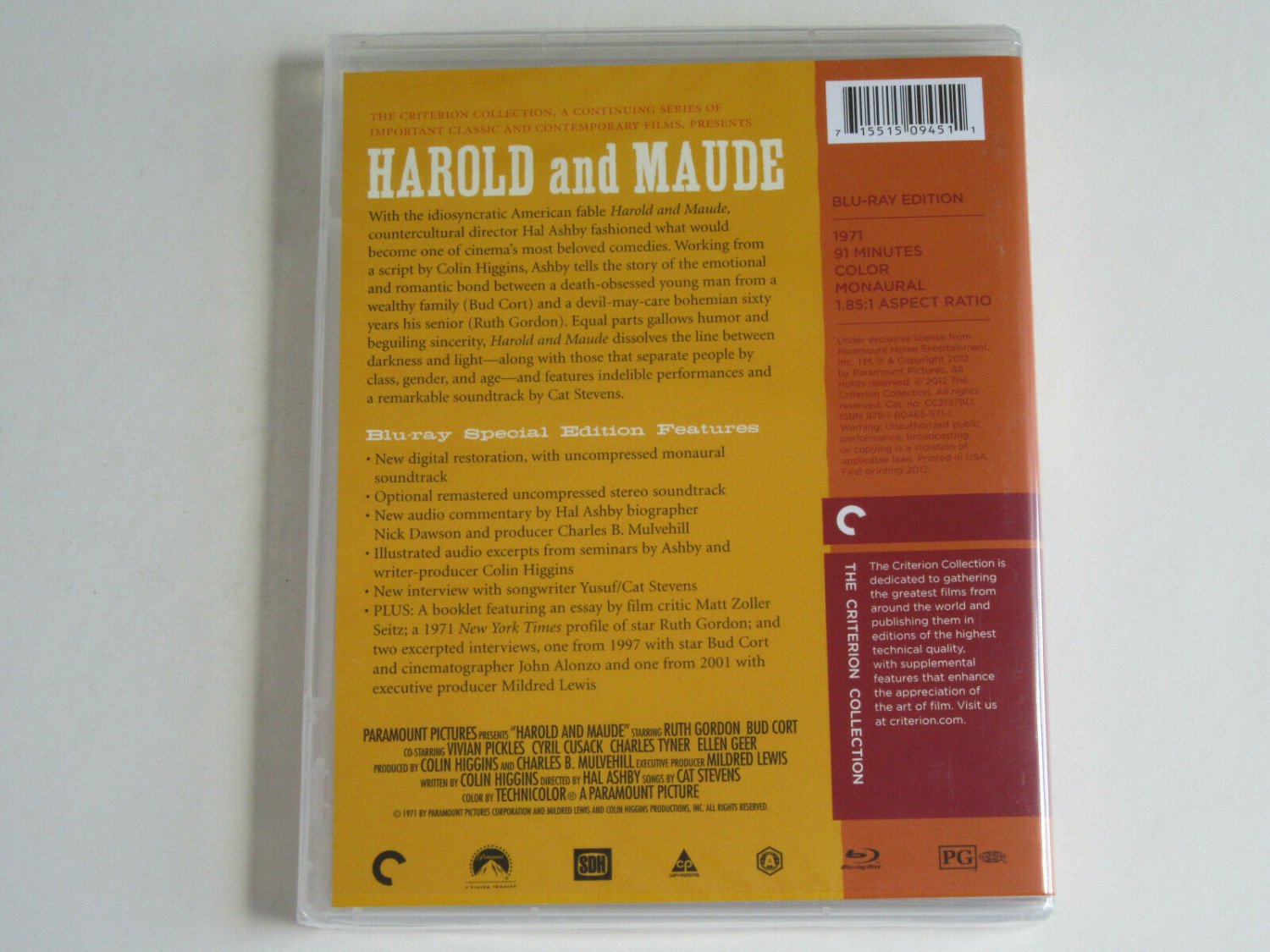 Harold And Maude Criterion Collection Blu Ray Bluray Widescreen New And Sealed 