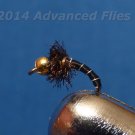 1 Dozen Black Zebra Midge Nymph #18
