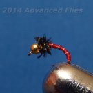 1 Dozen Red Zebra Midge Nymph #20
