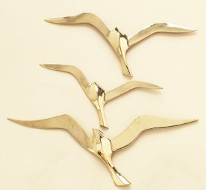 3 Pc. Brass Seagull Wall Decor
