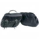 2 pc. rock design genuine buffalo leather motorcycle saddle bag set