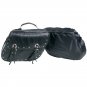 2 pc. rock design genuine buffalo leather motorcycle saddle bag set