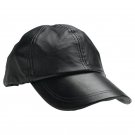Black leather baseball cap