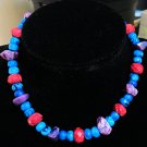 Zebra Jasper, Blue Crazy Agate, Purple Crazy Agate Beaded Choker