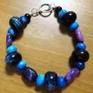 Purple Crazy Agate, Blue Crazy Agate & Pottery Bracelet