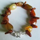 Brown Agate and (Plastic) leaf Bracelet