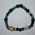 Stretch Banded Agate  and Blue Jasper turtle Bracelet