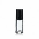 CLEAR Roll-on /Roller 5 ml (1/6 oz) For Essential Oils - Black Cap - Pack of 9