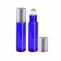10 ML Cobalt Glass Roller Bottles with Metal Ball & Silver Cap, 10 Roll Ons, NEW