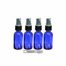 Perfume Studio Set of 4, 1 oz Cobalt Blue Glass Spray Bottles and 1 Vial