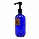 Professional Grade 8 oz Blue Cobalt Glass Boston Round Soap / Lotion Pump Bottle