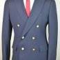 Men's STANLEY BLACKER Gold Button Navy Blazer 46 L Long Double Breasted In EUC