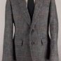 Blue Tweed Windowpane Tailored Sport Coat Blazer Jacket 44 S Short Nice!