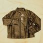 Vtg NWT Patchwork Suede Leather Coat With Hood sz M Medium 3/4 Length Hippie