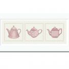 Cross Stitch Pattern of Three Pink Teapots - xspdlpp106to108eC