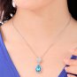 WHITE GOLD PLATED BLUE DROP CZECH CRYSTAL SET
