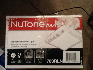 NuTone Basic 763RLN Bath Exhaust Vent Ventilator Fan with Light 50CFM