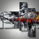 Framed!! Hand Painted 5 Panels Abstract Oil Painting on Canvas