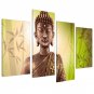Stretched 4 pannel Wall Art Religion Sakyamuni Buddha Oil Painting On Canvas Framed Ready to Hang