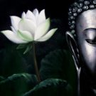 andmade Beautiful Buddha With Flower Oil Painting on Canvas Framed