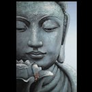 Stretched all art home decor flower oil painting on canvas Religious Sakyamuni Buddha statue Bamboo
