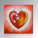 Framed Handpainted Red Love Lovers With Flower Oil Painting on Canvas Painting Pictures