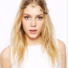 Gold Chain rhinestone Flower Dangle Drop Crown Head Hair Cuff Headband Headpiece