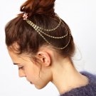 Women Fashion Color Rhinestone Pink Chain Jewelry Headband Head Red Hair band