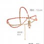 Women Metal Rhinestone Head Chain Jewelry Headband Hair Accessories Orange Bead