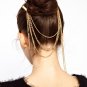 Women Fashion Gold Rhinestone Pink Chain Jewelry Headband Head Hair band