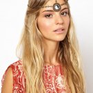 Women Rhinestone Chain Jewelry Headband Hair band Mirror Accessories BronzeColor