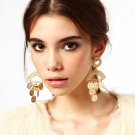 Girls Half Heart Ocean Crystal Hook Earrings Rhinestone Gold Ear Stud Earring