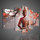 UnStretched!! Large Size Wall Decor Buddha Red Flowers Oil Painting on Canvas No frrame