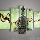 100% Handmade Buddha Green Leaf Oil Painting on Canvas for Home Decor No Frame