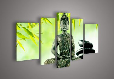 No Frame!!5 Panel Wall Art Religion Buddha Oil Painting Home Modern Decoration