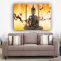 Framed Huge Size 3 Panel Home Décor Flowers Religion Buddha Oil Painting On Canvas Stretched