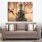 Framed Huge Size Zen Buddha Oil Painting On Canvas Red Flower For Home Modern Decor Stretched