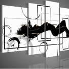 No Frame! Huge 5 piece black red modern oil paintings wall art naked lover nude unique gift