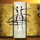 Huge Handmade 3 piece canvas Naked Girl Sexy African Nude Woman Oil Painting Landscape no frame